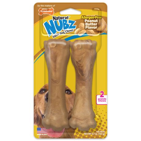 Nylabone Nubz Peanut Butter 2Ct Card (Not In Shelf Tray) Grande Edible Treats