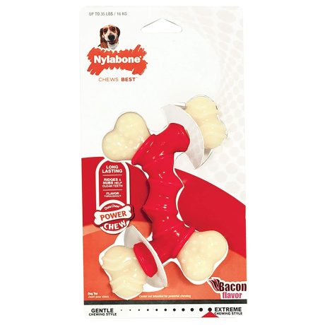 Nylabone Power Chew Double Bended Bone Bacon (All Nylon) Petite