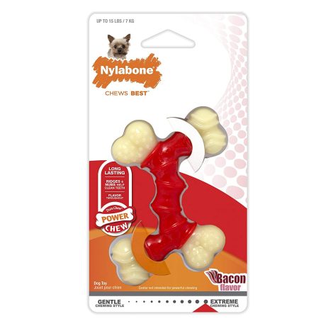 Nylabone Power Chew Double Bended Bone Bacon (All Nylon) Wolf