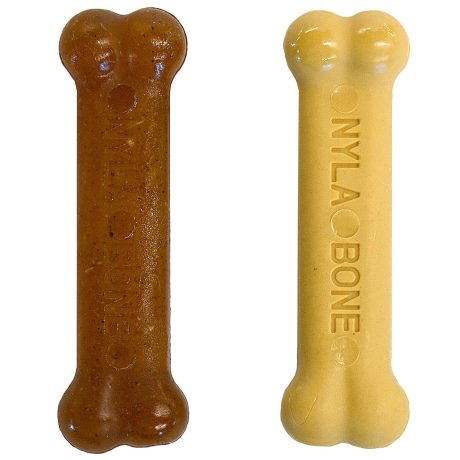 Nylabone Puppy Chew & Power Chew Peanut Butter Bone Twin Pack Petite