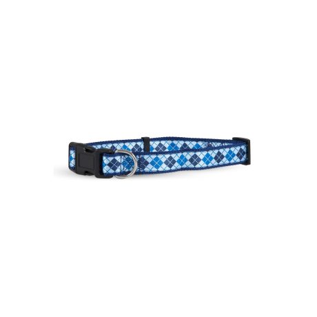 Petmate Aspen Pet Ribbon Overlay Dog Collar 1"X16-26" Harlequin Blue