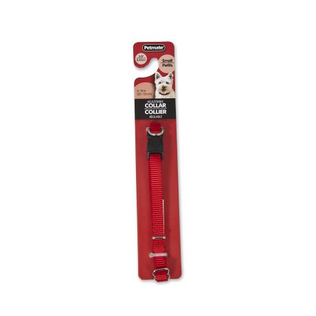Petmate Nylon Adjustable Dog Collar 3/8"X8-14" Red