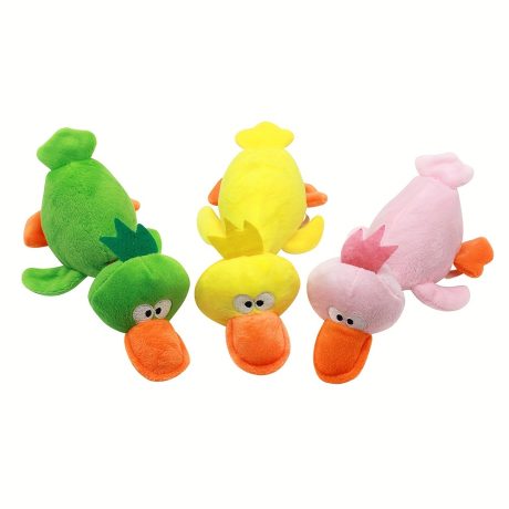 Plush Pet Squeakz Duck Family (Green/pink/yellow) Dog Toy - 10 X 19cm(1pc)