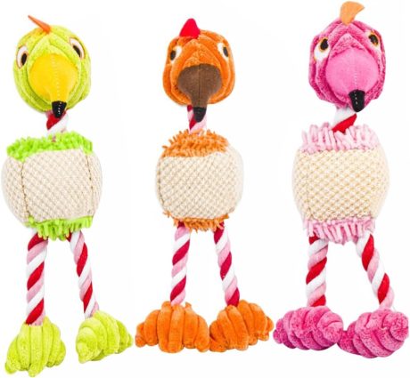 Plush Pet Squeakz Flamingoes ( Pink/orange/green) Dog Toy - 11 X 28cm(1pc)