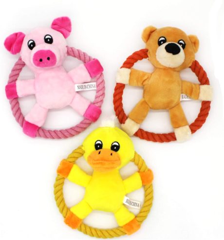 Plush Pet Squeakz Spinnnerz Ducky/piggy/beary Dog Toy - 13 X 18cm(1pc)