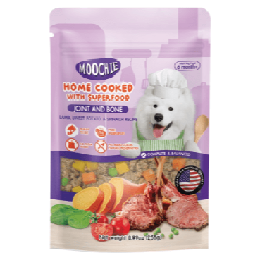 Moochie Home Cooked Dog Food - Joint and Bone - Lamb, Sweet Potato & Spinach Recipe 255g