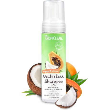 TropiClean Papaya Waterless Shampoo for Pets, 7.4 Oz
