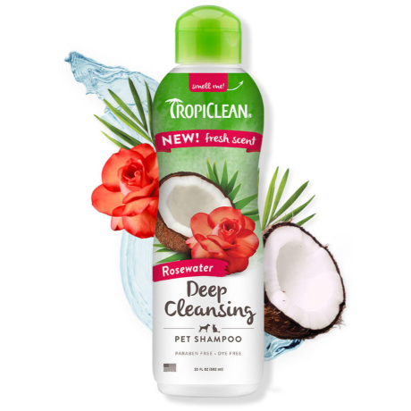 TropiClean Rosewater Deep Cleansing Shampoo for Pets, 20 Oz