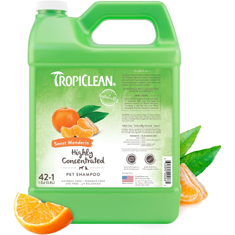 TropiClean Sweet Mandarin High Concentrate Shampoo for Pets, 1 gallon