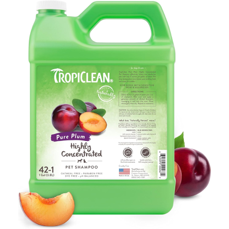 TropiClean Pure Plum High Concentrate Shampoo for Pets, 1 gallon