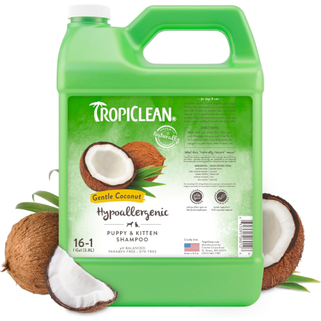 TropiClean Gentle Coconut Hypoallergenic Puppy & Kitten Shampoo, 1 gallon