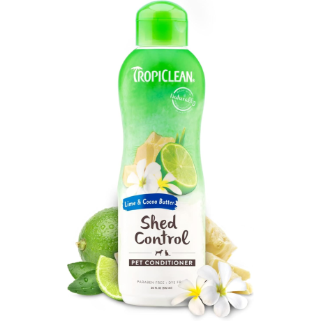 TropiClean Lime & Cocoa Butter Shed Control Conditioner for Pets, 20 Oz