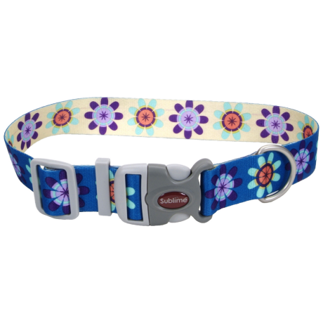 Coastal 1.5 and Sublime Dog Collar Flower Purple and Yellow Large