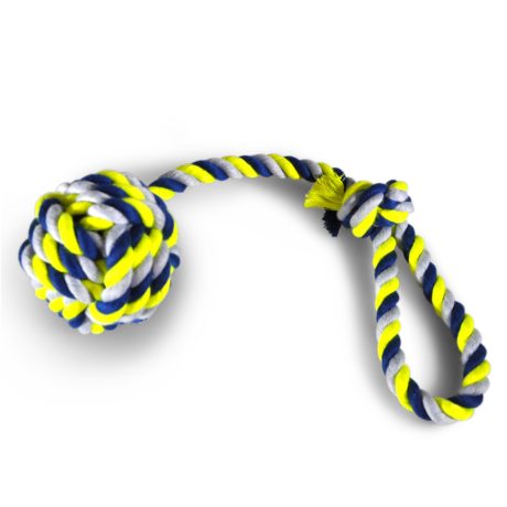 Vadigran Cotton Rope+Handle + Ball Ø10,5cm Blue-Yellow 54cm